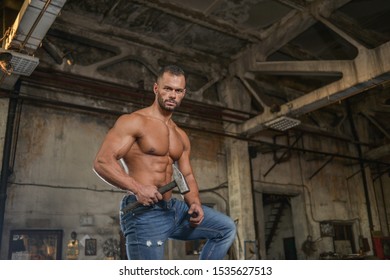 Muscled Half Naked Man Work Old Stock Photo Shutterstock