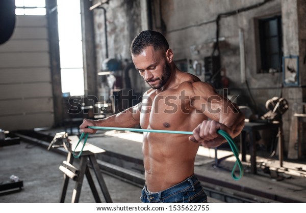 Muscled Half Naked Man Work Old Stock Photo Edit Now 1535622755