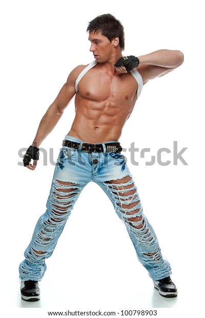 Muscular Sexy Naked Man Dancing Studio Foto Stock Shutterstock