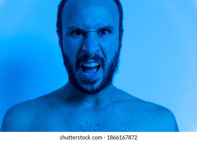 Naked Angry Man Screaming Waist Level ภาพสตอก 1866167872 Shutterstock