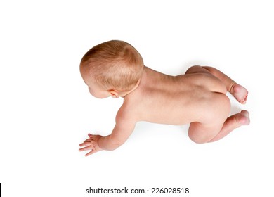 Naked Baby Crawling Sideways View Above Shutterstock