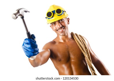 Naked Construction Worker On White Stok Fotoğrafı 120134530 Shutterstock