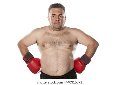 Naked Fat Man Posing Boxing Gloves Stock Photo 440316871 Shutterstock