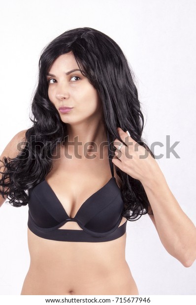 Naked Girl Long Black Hair Black Stock Photo Edit Now 715677946