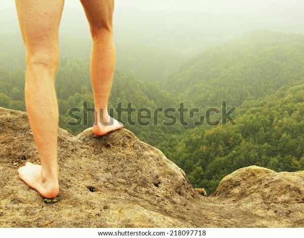 Naked Male Hairy Legs On Peak Foto Stok Shutterstock