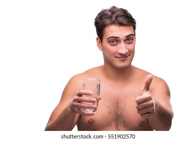 Naked Man Drinking Water Isolated On Stock Foto Shutterstock