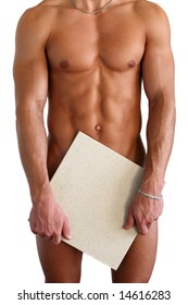 Naked Muscular Torso Covering Copy Space Stock Photo 14616283