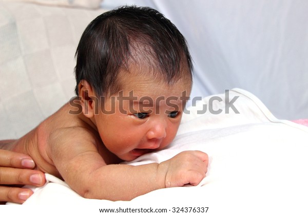 Naked Newborn Baby Girl Face Down Stock Photo Edit Now