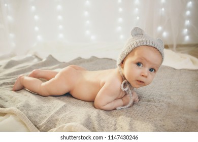 Naked Newborn Baby Lying On His Stock Photo Edit Now