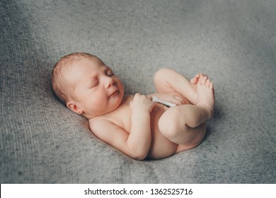 Naked Newborn Baby Sleeping Curled Ball Stock Photo Edit Now