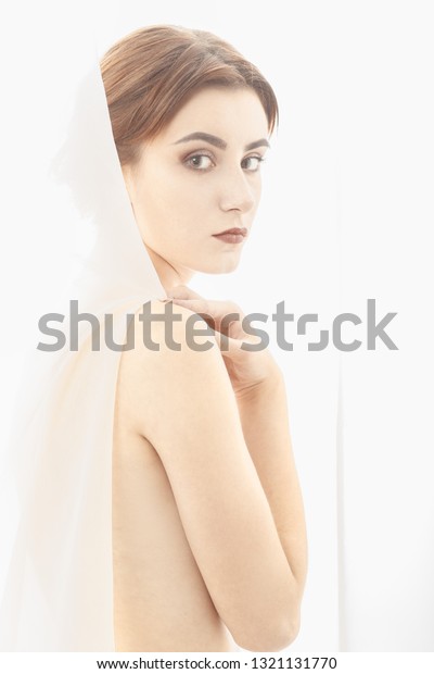 Naked Sensual Woman Veil On White Stock Photo Shutterstock