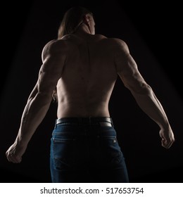 Naked Torso Male Bodybuilder Athlete Long Foto Stock 517653754