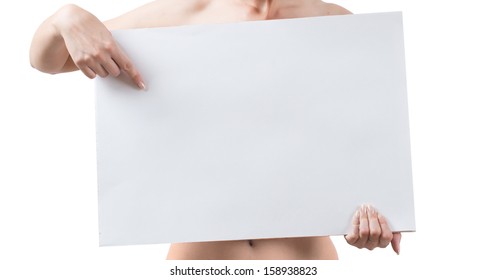 Naked Woman Holding Empty White Blank Stock Photo Shutterstock