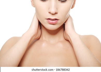 Naked Woman Touching Her Neck Head Stock Photo 186788342 Shutterstock