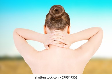 Naked Woman Touching Her Painful Back Stock Photo Edit Now 271111397