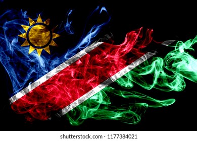 National Flag Namibia Made Colored Smoke Stock Photo