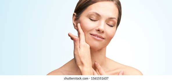 Natural Beauty Portrait Hands Cosmetology Mature Stock Photo 1561551637