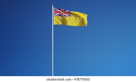 Niue Flag Waving Against Clean Blue Stock Photo Edit Now 478775053