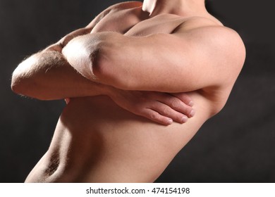 Nude Male Torso Muscle On Black Nh C S N Shutterstock