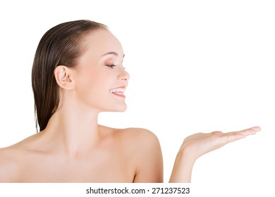 Nude Woman Holding Blank Space Stock Photo 271237523 Shutterstock