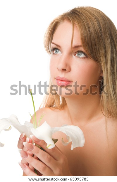 Nude Woman Lily Isolated On White库存照片63095785 Shutterstock