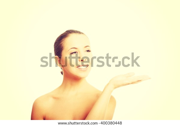 Nude Woman Open Hand Showing Space Stock Photo 400380448 Shutterstock