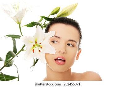 Nude Woman Twig Lily Flower Stock Photo Shutterstock