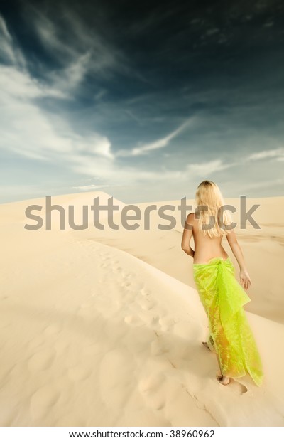 Nude Woman Walking Middle Desert Stock Photo Edit Now 38960962