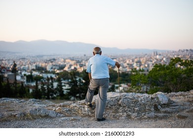 Old Man Overlooking City Athens On Stock Photo Shutterstock