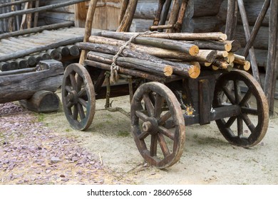 Old Wooden Cart Attached Logs On Stock Photo Shutterstock