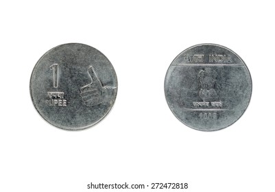 One Indian Rupee Coin Isolated On Stock Photo Shutterstock