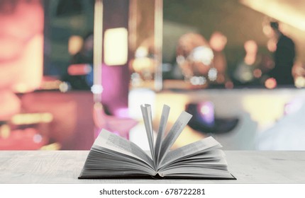 Open Book On White Table Night Stock Photo 678722281 Shutterstock