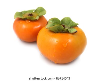 Pair Fresh Japanese Persimmons On White Shutterstock