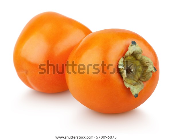 Pair Ripe Persimmon Fruits Isolated On Stock Photo 578096875 Shutterstock