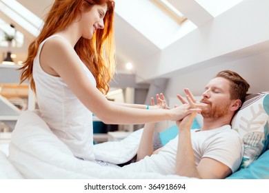 Passionate Couple Foreplay Bed Sensuality Shutterstock