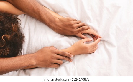 Passionate Couple Making Love Bed Intimate Foto Stock