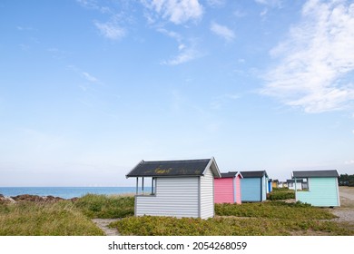 Pastel Coloured Beach Huts Beach South Stock Photo 2054268059