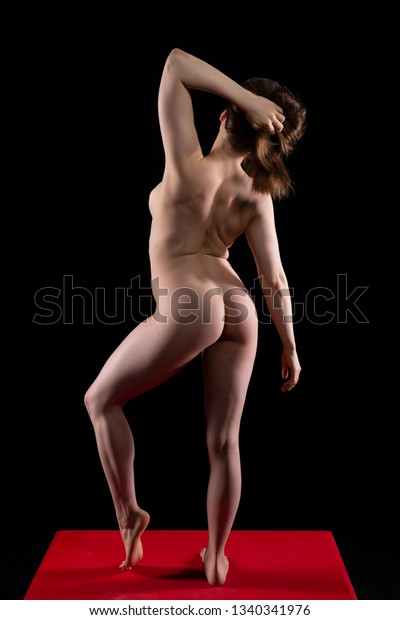 Petite Athletic Brunette Nude On Red Stock Photo Shutterstock