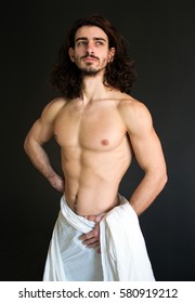 Photo Muscular Half Naked Guy Curly Stock Photo 580919212 Shutterstock