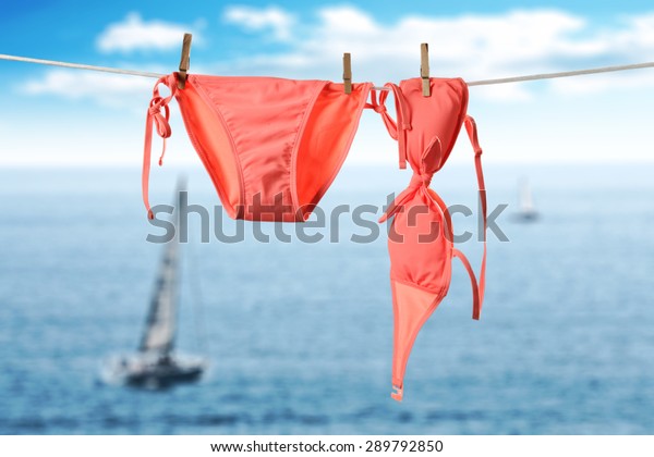 Pink Bikini On Rope Stock Photo Edit Now