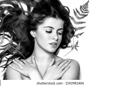 Sexy Brunette Woman Black Splash Crows Foto Stok 93054436 Shutterstock