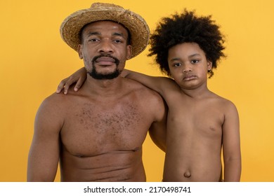 Portrait African Shirtless Father Son Over Stock Photo 2170498741