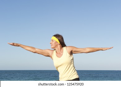 Portrait Attractive Fit Healthy Mature Woman Stock Photo