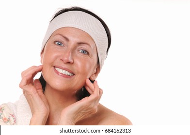 Spa Portrait Attractive Smiling Mature Woman Stock Photo