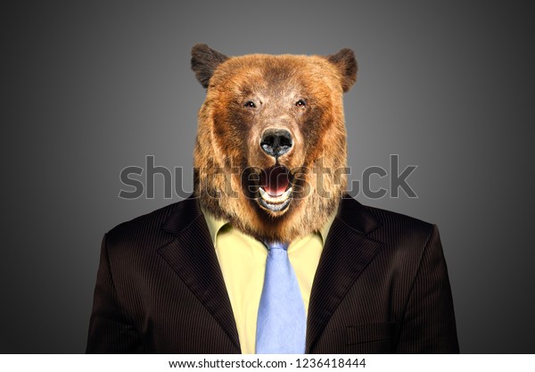 Portrait Brown Bear Business Suit Stock Photo Edit Now 1236418444