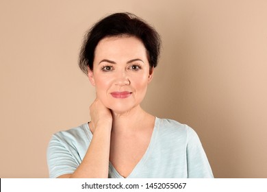 Portrait Charming Mature Woman Healthy Beautiful Stock Photo