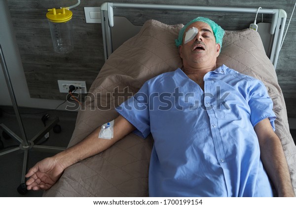 Portrait Elderly Man Hospital Bed Closeup Stock Photo Edit Now