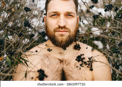 Portrait Ginger Brutal Naked Man Beard Stock Photo 1861097710