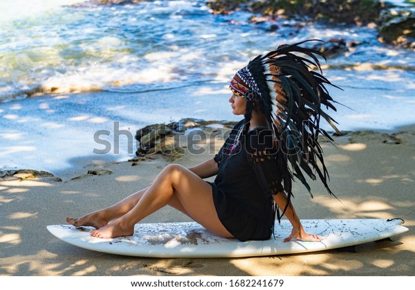 Portrait Halfnaked Female Model Posing On Stock Photo