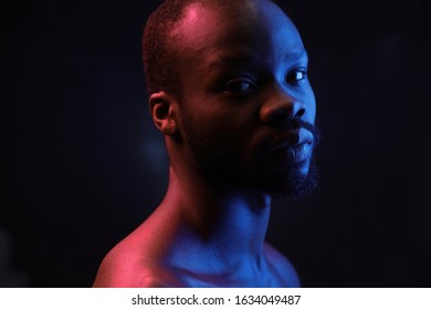 Portrait Handsome Black Man Naked Sports Stock Photo 1634049487